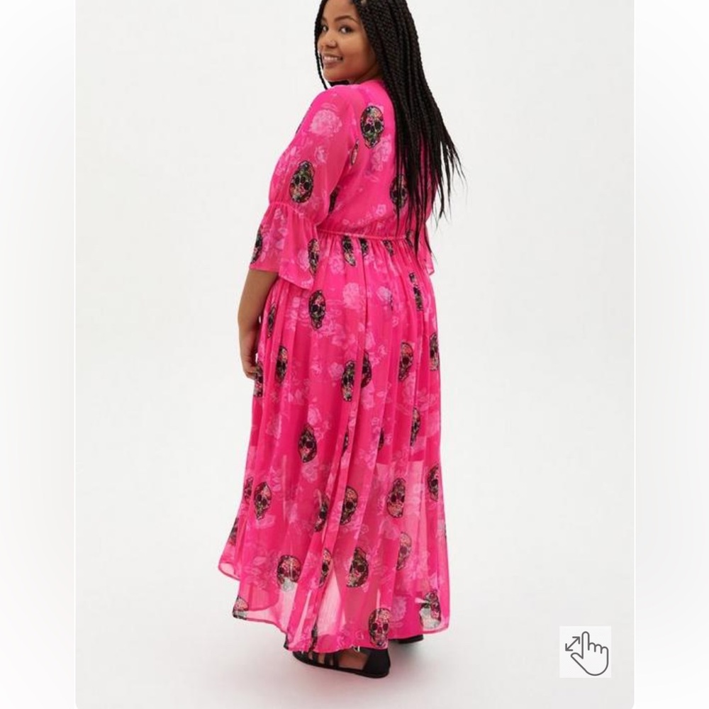 Pink Torrid Skull Maxi Chiffon Dress NWT - Picture 9 of 11
